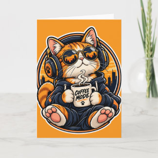 Koele Streetwear Kat Drinkt Koffie Kaart