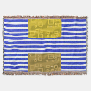 Koele Strepen Blauw Goud Geometrisch Deken