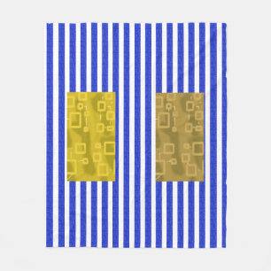 Koele Strepen Blauw Goud Geometrisch Fleece Deken