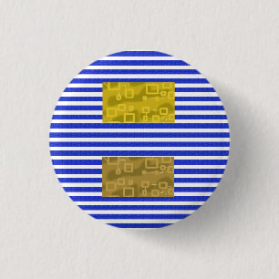 Koele Strepen Blauw Goud Geometrisch  Ronde Button 3,2 Cm