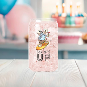 Koele Surfende Ijsbeer Surf's Up Cartoon Blikvorm Glas