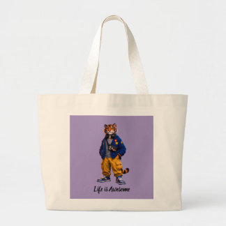 Koele Tijger in Streetwear Kunst - Stedelijke Stij Grote Tote Bag