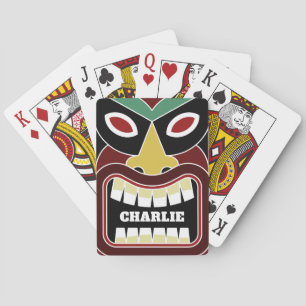 Koele Tiki-totem aangepaste naam speelkaarten