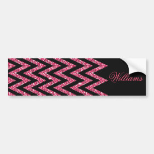 Koele trendy hete roze faux van de chevronzigzag bumpersticker