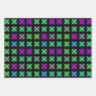 Koele Vaporwave Neon X Kruis Herhalend Patroon Inpakpapier Vel