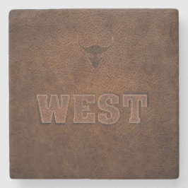 Koele Westerne tekst - Pas hem aan Stenen Onderzetter