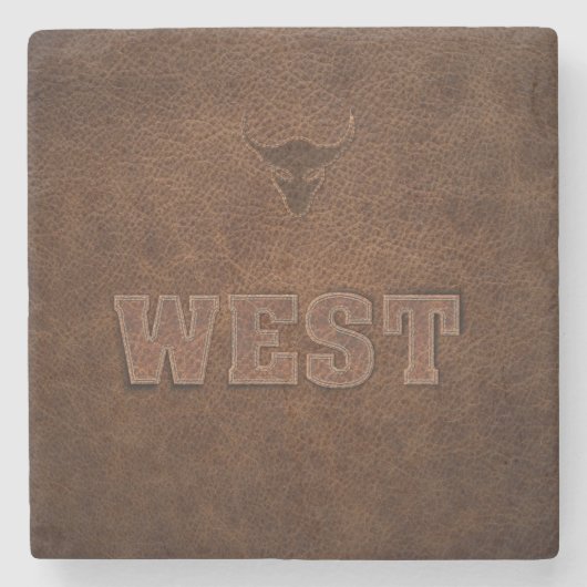 Koele Westerne tekst - Pas hem aan Stenen Onderzetter (Voorkant)