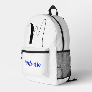 Koele Witte Kleur - Initiaal Letternaam Monogram Bedrukte Rugzak