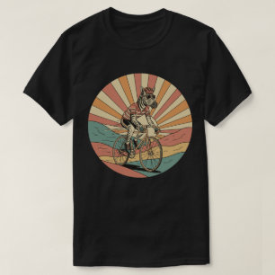 Koele Zebra Fietser - Retro Zonsondergang Fietstoc T-shirt