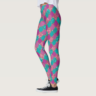 Koele zeemeermin glitter eenhoorn patroon fuchsia leggings