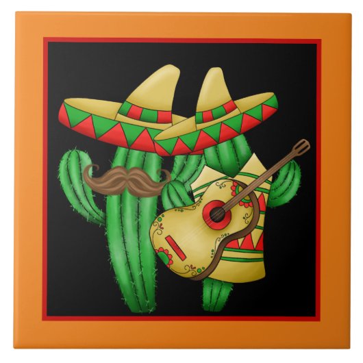 koele zuidwestelijke cactus decor tegeltje (Voorkant)