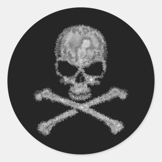 Koele zwarte schedel en crossbones stickers (Voorkant)