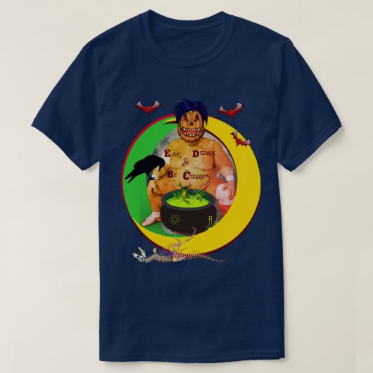 Koelen, maar Fun Halloween Navy Unisex T-Shirt (Design voorkant)