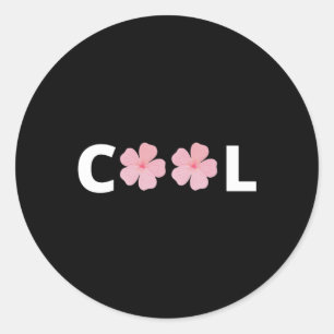 Koelen - met roze bloemen ronde sticker