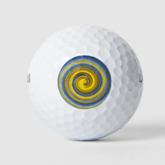 Koelgeel en blauw-spiraal golfballen (Voorkant)