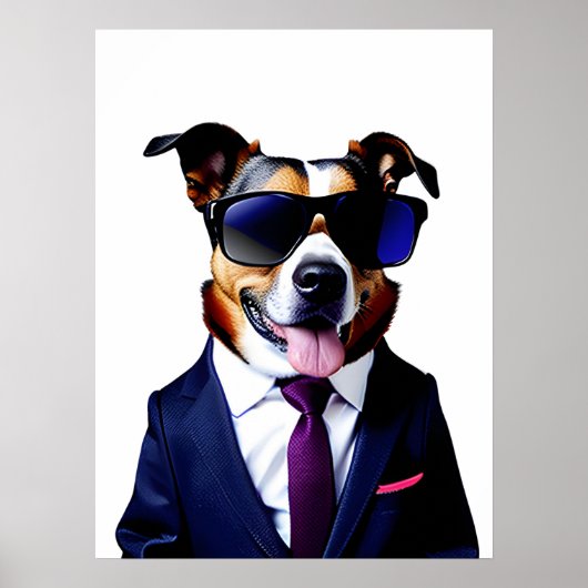 Koelhond in een zonnebril en pak, Dog Businessman Poster (Voorkant)