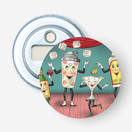 Koelkast Magnet  Cocktail Afbeelding Button Flesopener (Voorkant)