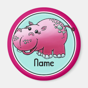 Koelkast Magnet, Name Sjabloon, Cute Hippo Magneet