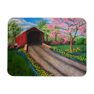 Koelkast Magnet - Springtime bij Covered Bridge Magneet