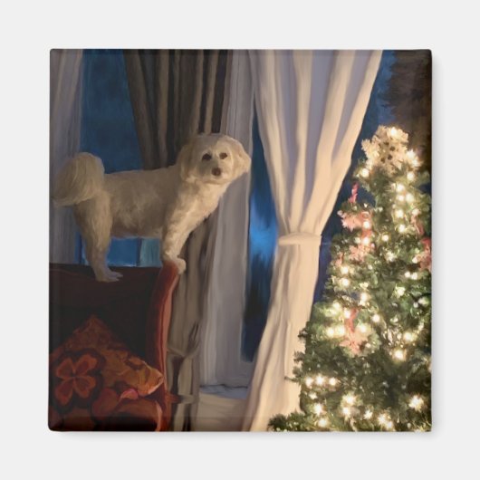 Koelkast Magnet Waiting for Santa Paws Magneet (Voorkant)