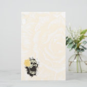 Koelmeeuw en geel rozenpapier briefpapier (Staand voorkant)