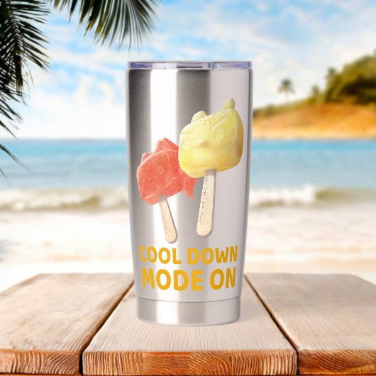 Koelmodus aan: Iron T & Bunny Girl Popsicles Geïsoleerde Drinkbeker (Strand (Gedraaid) )
