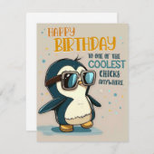 Koelste Chick Penguin Birthday Kaart (Voorkant / Achterkant)