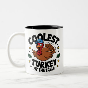 Koelste kalkoen aan tafel Thanksgiving diner Tweekleurige Koffiemok