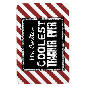Koelste leraar in het Chalkboard Red Stripes A04A Magneet