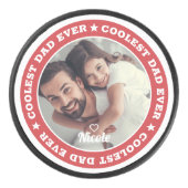 Koelste pap ooit Moderne Aangepaste Foto Hockey Puck (Voorkant)