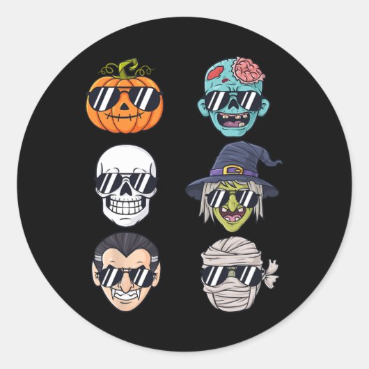 Koelste pomkin Halloween Skeleton Witch Vampire B Ronde Sticker (Voorkant)