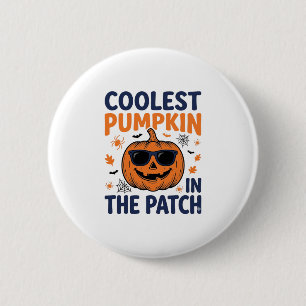 Koelste Pompoen in de Patch Halloween T-shirt_1 Ronde Button 5,7 Cm
