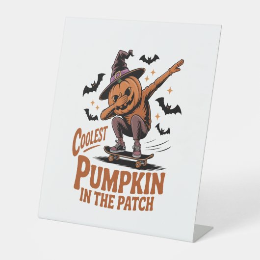 Koelste pompoen in de pleister reclamebord met voetstuk (Voorkant)