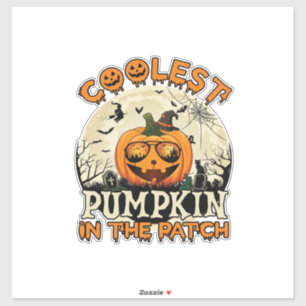 Koelste Pompoenplek Zonnebril Heksenhoed Halloween Sticker