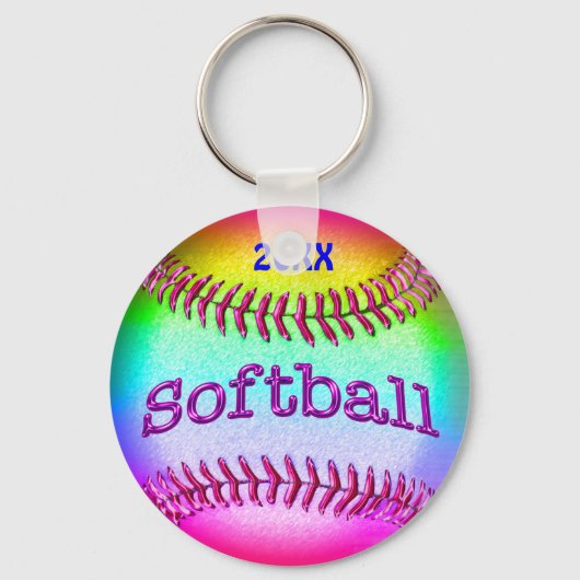 Koelste regenboogTEAM Softball-Sleutelhangers met Sleutelhanger (Voorkant)