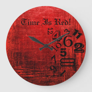 Koeltijd is een rode wandklok. grote klok