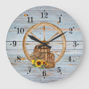 Koelwagen Wagon Wheel Faux Wood Wall Clock Grote Klok
