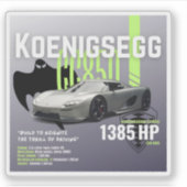 Koenigsegg CC850 Hypercar Custom Vinyl Sticker (Devant)
