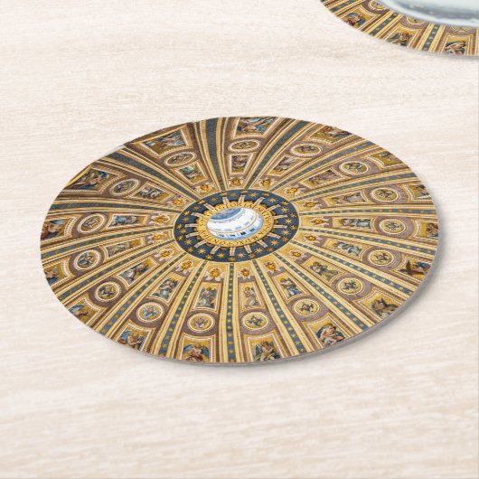 Koepel van de Sint-Pietersbasiliek - Vaticaan, Rom Ronde Kartonnen Onderzetter (Gebogen)