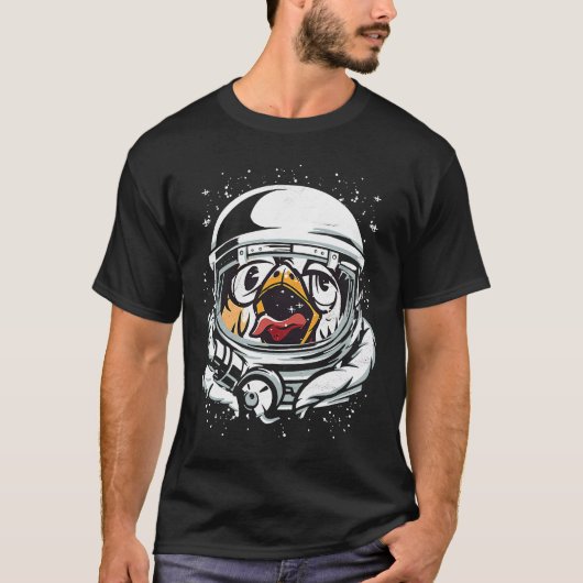 Koer in de ruimte als astronaut met astronaut h t-shirt (Voorkant)