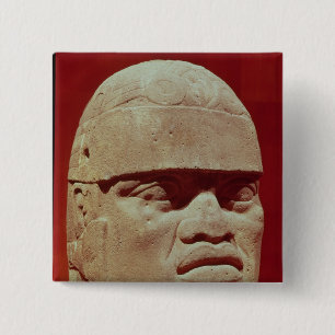 Koerdische kop, Olmec Vierkante Button 5,1 Cm