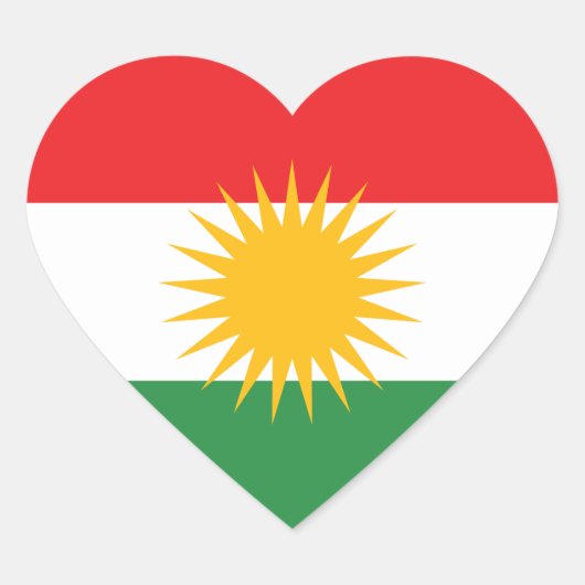 Koerdische vlag hart sticker (Voorkant)