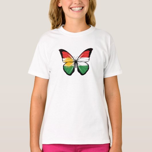 Koerdistan Butterfly Vlag T-shirt (Voorkant)