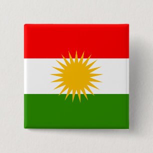 Koerdistan Flag van hoge kwaliteit Vierkante Button 5,1 Cm