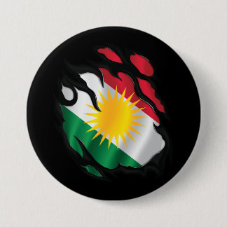 Koerdistan gescheurde vlag ronde button 7,6 cm