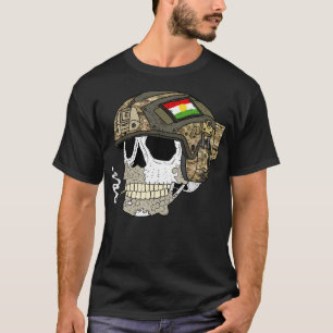 Koerdistan Peshmerga. Verbrande schedel met helm. T-shirt