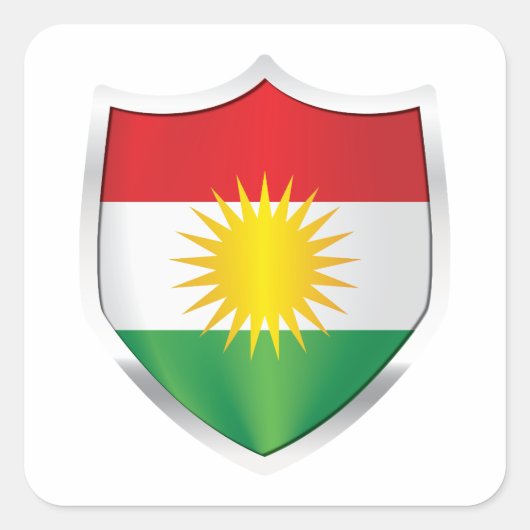 Koerdistan Silver Shield Flag Vierkante Sticker (Voorkant)