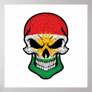 Koerdistan Smiling Skull Flag Poster