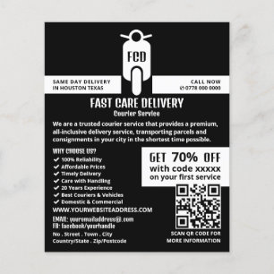 Koerier bromfiets Logo, koeriersdienst Adverteren Flyer