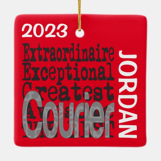 Koerier Extraordinaire CUSTOM Keramisch Ornament (Achterkant)